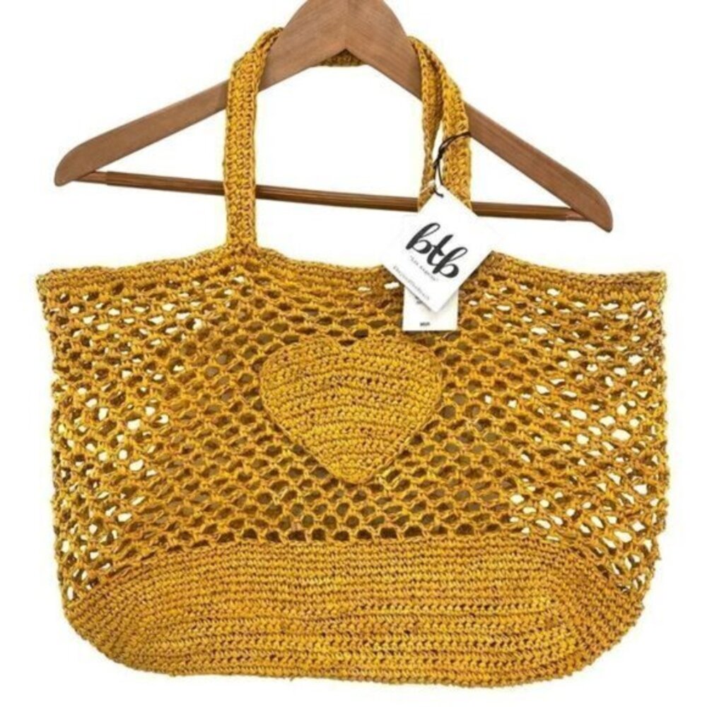 btb Heart Tote Canary Yellow New